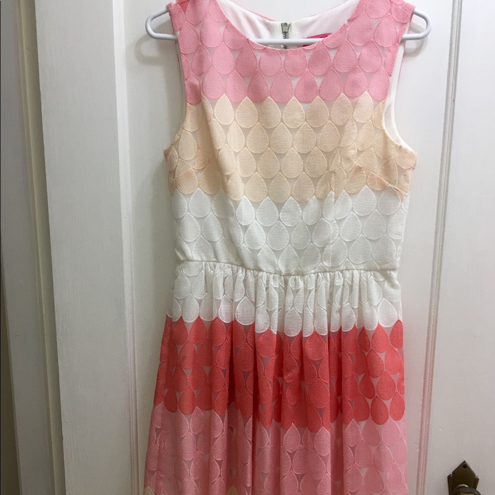 Betsey Johnson Pink and White Sleeveless Dress